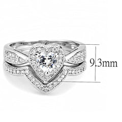 Alamode Rhodium Brass Ring with AAA Grade CZ in Clear - Flyclothing LLC