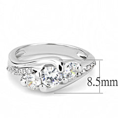 Alamode Rhodium Brass Ring with AAA Grade CZ in Clear - Flyclothing LLC