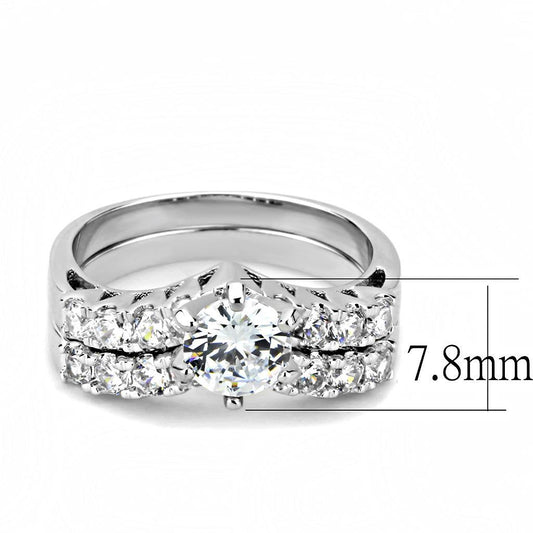 Alamode Rhodium Brass Ring with AAA Grade CZ in Clear - Flyclothing LLC