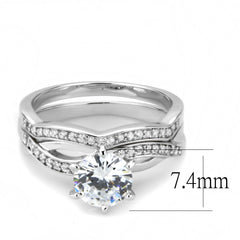 Alamode Rhodium Brass Ring with AAA Grade CZ in Clear - Flyclothing LLC