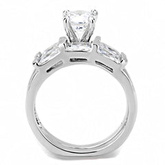 Alamode Rhodium Brass Ring with AAA Grade CZ in Clear - Flyclothing LLC