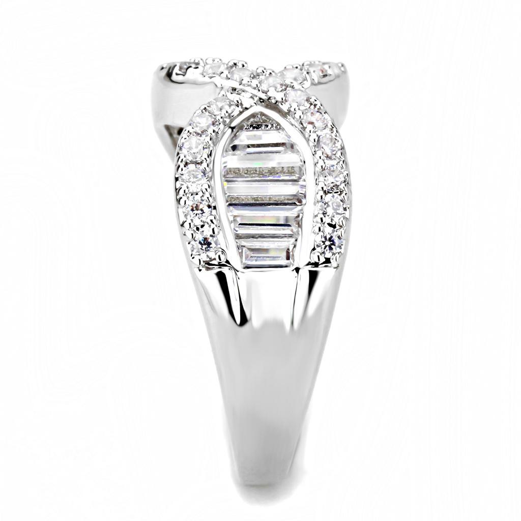 Alamode Rhodium Brass Ring with AAA Grade CZ in Clear - Alamode