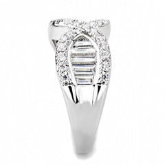 Alamode Rhodium Brass Ring with AAA Grade CZ in Clear - Flyclothing LLC