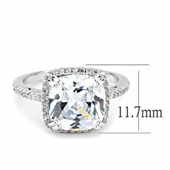 Alamode Rhodium Brass Ring with AAA Grade CZ in Clear - Flyclothing LLC