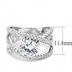 Alamode Rhodium Brass Ring with AAA Grade CZ in Clear - Alamode