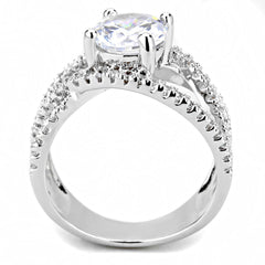 Alamode Rhodium Brass Ring with AAA Grade CZ in Clear - Alamode