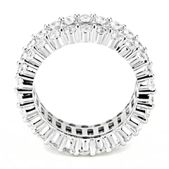 Alamode Rhodium Brass Ring with AAA Grade CZ in Clear - Flyclothing LLC