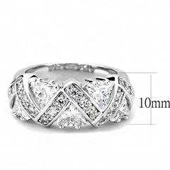 Alamode Rhodium Brass Ring with AAA Grade CZ in Clear - Flyclothing LLC