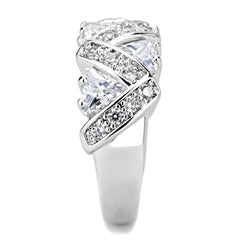 Alamode Rhodium Brass Ring with AAA Grade CZ in Clear - Flyclothing LLC