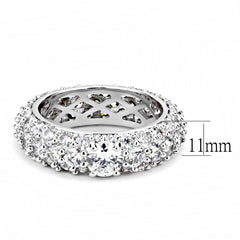 Alamode Rhodium Brass Ring with AAA Grade CZ in Clear - Flyclothing LLC