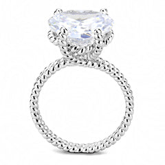 Alamode Rhodium Brass Ring with AAA Grade CZ in Clear - Flyclothing LLC