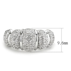 Alamode Rhodium Brass Ring with AAA Grade CZ in Clear - Flyclothing LLC