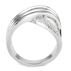 Alamode Rhodium Brass Ring with AAA Grade CZ in Clear - Flyclothing LLC