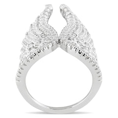 Alamode Rhodium Brass Ring with AAA Grade CZ in Clear - Flyclothing LLC