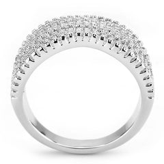 Alamode Rhodium Brass Ring with AAA Grade CZ in Clear - Flyclothing LLC