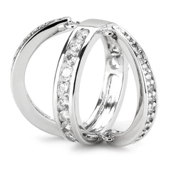 Alamode Rhodium Brass Ring with AAA Grade CZ in Clear - Flyclothing LLC