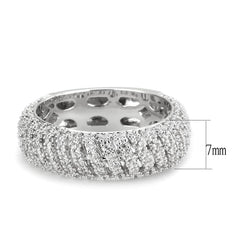 Alamode Rhodium Brass Ring with AAA Grade CZ in Clear - Flyclothing LLC