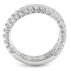 Alamode Rhodium Brass Ring with AAA Grade CZ in Clear - Flyclothing LLC