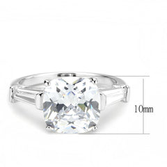 Alamode Rhodium Brass Ring with AAA Grade CZ in Clear - Flyclothing LLC