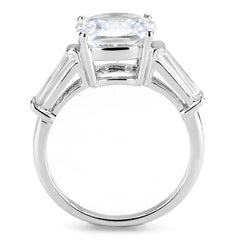 Alamode Rhodium Brass Ring with AAA Grade CZ in Clear - Flyclothing LLC