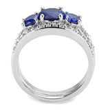 Alamode Rhodium Brass Ring with Synthetic Spinel in London Blue - Alamode