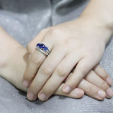 Alamode Rhodium Brass Ring with Synthetic Spinel in London Blue - Alamode