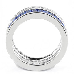 Alamode Rhodium Brass Ring with Synthetic Spinel in London Blue - Flyclothing LLC