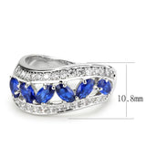 Alamode Rhodium Brass Ring with Synthetic Spinel in London Blue - Alamode