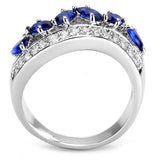 Alamode Rhodium Brass Ring with Synthetic Spinel in London Blue - Alamode