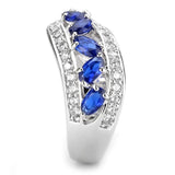 Alamode Rhodium Brass Ring with Synthetic Spinel in London Blue - Alamode