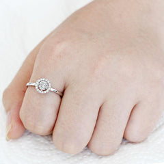 Alamode Rhodium Brass Ring with AAA Grade CZ in Clear - Flyclothing LLC