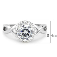 Alamode Rhodium Brass Ring with AAA Grade CZ in Clear - Flyclothing LLC