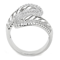 Alamode Rhodium Brass Ring with AAA Grade CZ in Clear - Flyclothing LLC