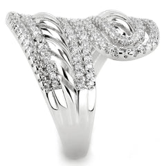 Alamode Rhodium Brass Ring with AAA Grade CZ in Clear - Flyclothing LLC