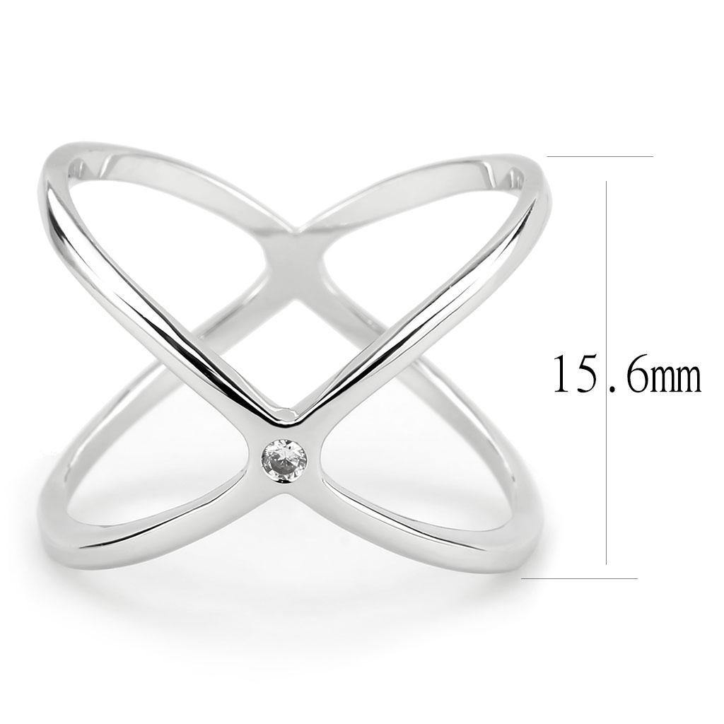 Alamode Rhodium Brass Ring with AAA Grade CZ in Clear - Flyclothing LLC