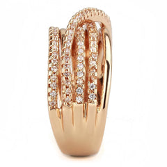 Alamode Rose Gold Brass Ring with AAA Grade CZ in Clear - Alamode