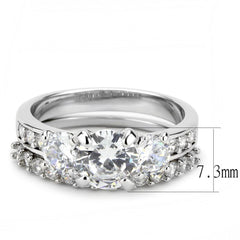 Alamode Rhodium Brass Ring with AAA Grade CZ in Clear - Flyclothing LLC