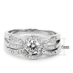 Alamode Rhodium Brass Ring with AAA Grade CZ in Clear - Flyclothing LLC