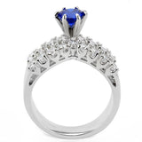 Alamode Rhodium Brass Ring with AAA Grade CZ in London Blue - Flyclothing LLC