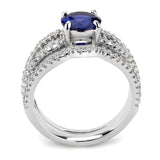 Alamode Rhodium Brass Ring with AAA Grade CZ in London Blue - Flyclothing LLC