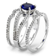 Alamode Rhodium Brass Ring with AAA Grade CZ in London Blue - Flyclothing LLC