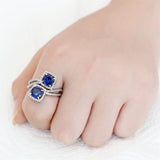 Alamode Rhodium Brass Ring with AAA Grade CZ in London Blue - Flyclothing LLC