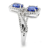 Alamode Rhodium Brass Ring with AAA Grade CZ in London Blue - Flyclothing LLC