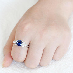 Alamode Rhodium Brass Ring with AAA Grade CZ in London Blue - Flyclothing LLC