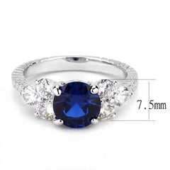 Alamode Rhodium Brass Ring with AAA Grade CZ in London Blue - Flyclothing LLC