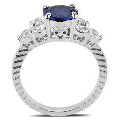 Alamode Rhodium Brass Ring with AAA Grade CZ in London Blue - Flyclothing LLC