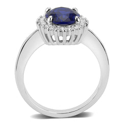 Alamode Rhodium Brass Ring with AAA Grade CZ in London Blue - Flyclothing LLC