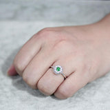 Alamode Rhodium Brass Ring with Synthetic in Emerald - Flyclothing LLC