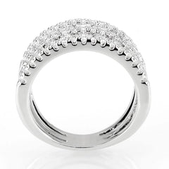 Alamode Rhodium Brass Ring with AAA Grade CZ in Clear - Flyclothing LLC