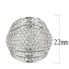 Alamode Rhodium Brass Ring with AAA Grade CZ in Clear - Flyclothing LLC